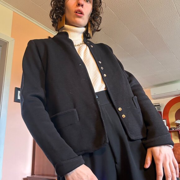 1950s Pure virgin wool Brigus Knitting Mills black fully-fashioned blazer! - Picture 1 of 16